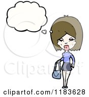 Cartoon Of A Woman Holding A Purse Thinking Royalty Free Vector Illustration by lineartestpilot