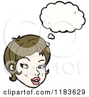 Cartoon Of A Woman Thinking Royalty Free Vector Illustration