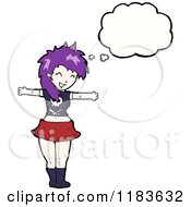 Cartoon Of A Punk Woman Thinking Royalty Free Vector Illustration