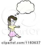 Cartoon Of A Woman Wearing Glasses Thinking Royalty Free Vector Illustration by lineartestpilot
