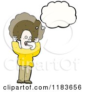 Cartoon Of A Man With An AfroThinking Royalty Free Vector Illustration