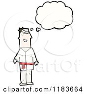 Cartoon Of A Man Wearing A Martial Arts Uniform Thinking Royalty Free Vector Illustration by lineartestpilot