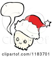Cartoon Of A Speaking Skull Wearing A Santa Hat Royalty Free Vector Illustration