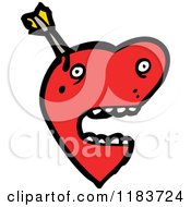 Cartoon Of An Arrow In A Heart With A Face Royalty Free Vector Illustration