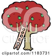 Cartoon Of A Tree In Autumn With A Ladder Royalty Free Vector Illustration