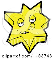 Cartoon Of A Star With A Face Royalty Free Vector Illustration