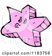 Cartoon Of A Pink Star With A Face Royalty Free Vector Illustration