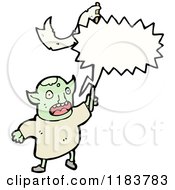 Cartoon Of A Monster Holding A Flag Speaking Royalty Free Vector Illustration