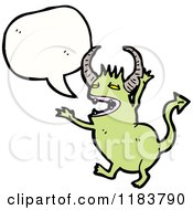 Cartoon Of A Horned Monster Speaking Royalty Free Vector Illustration