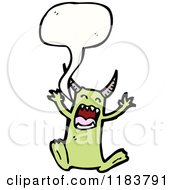 Cartoon Of A Horned Monster Speaking Royalty Free Vector Illustration