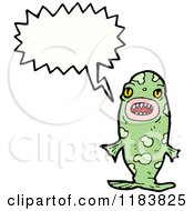 Cartoon Of A Fish Monster Speaking Royalty Free Vector Illustration by lineartestpilot