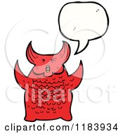 Cartoon Of A Red Devil Speaking Royalty Free Vector Illustration