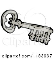 Cartoon Of A Silver Key Royalty Free Vector Illustration by lineartestpilot