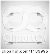 Clipart Of 3d White Ribbon Banner Designs On Shading Royalty Free Vector Illustration