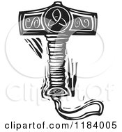 Clipart Of A Mjolnir Thors Hammer Black And White Woodcut Royalty Free Vector Illustration