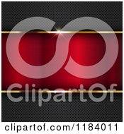 Poster, Art Print Of 3d Gold Border Framing Red Metal On A Perforated Texture