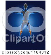 Clipart Of A 3d Xray Man With Glowing Knee Pain Royalty Free CGI Illustration