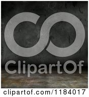 Clipart Of A 3d Concrete Wall And Grungy Floor Royalty Free CGI Illustration