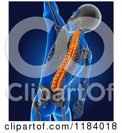 Poster, Art Print Of 3d Xray Reaching Man With A Glowing Spine And Visible Skeleton