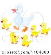 Poster, Art Print Of Mother Duck And Baby Ducklings
