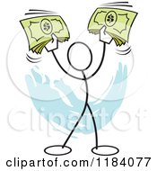 Stickler Man Holding Up Cash Money Over Blue