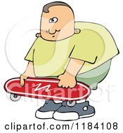 Poster, Art Print Of Chubby Caucasian Boy Holding A Skateboard