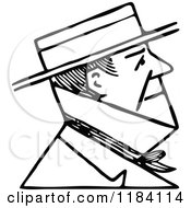 Clipart Of A Retro Vintage Black And White Mans Face In Profile 3 Royalty Free Vector Illustration
