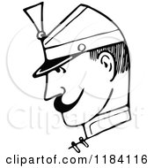 Clipart Of A Retro Vintage Black And White Guard Man In Profile 2 Royalty Free Vector Illustration by Prawny Vintage