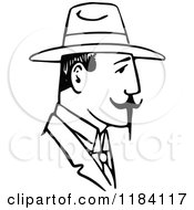 Clipart Of A Retro Vintage Black And White Mans Face In Profile 5 Royalty Free Vector Illustration