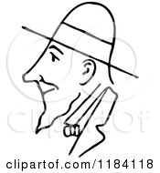 Clipart Of A Retro Vintage Black And White Mans Face In Profile 4 Royalty Free Vector Illustration