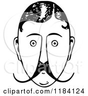 Clipart Of A Retro Vintage Black And White Mans Face With A Mustache 2 Royalty Free Vector Illustration by Prawny Vintage