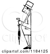 Clipart Of A Retro Vintage Black And White Gentleman In Profile Royalty Free Vector Illustration