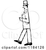 Poster, Art Print Of Retro Vintage Black And White Gentleman Walking In Profile
