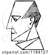 Clipart Of A Retro Vintage Black And White Mans Face In Profile 2 Royalty Free Vector Illustration