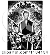 Clipart Of Retro Vintage Black And White Abraham Lincoln With Crosses And Skeletons Royalty Free Vector Illustration