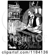 Poster, Art Print Of Retro Vintage Black And White Abraham Lincoln Working At His General Store