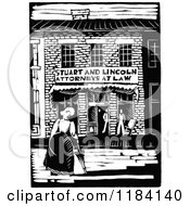 Poster, Art Print Of Retro Vintage Black And White Abraham Lincoln And Stuart Attorney Building