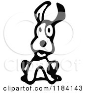 Clipart Of A Sketched Black And White Alerty Dog Royalty Free Vector Illustration