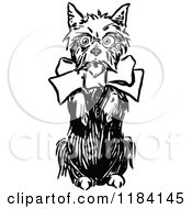 Clipart Of A Black And White Terrier Dog Begging Royalty Free Vector Illustration by Prawny Vintage