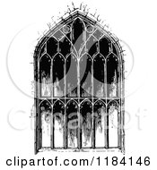 Clipart Of A Retro Vintage Black And White Ornate Church Window 2 Royalty Free Vector Illustration
