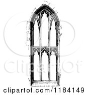 Clipart Of A Retro Vintage Black And White Ornate Church Window 3 Royalty Free Vector Illustration