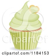 Clipart Of A Cupcake With Green Frosting And Heart Royalty Free Vector Illustration