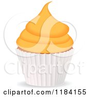 Clipart Of A Cupcake With Orange Frosting And A White Wrapper Royalty Free Vector Illustration