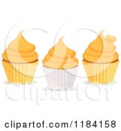 Clipart Of Cupcakes With Orange Frosting Royalty Free Vector Illustration
