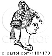 Poster, Art Print Of Retro Vintage Black And White Medieval Woman And Headdress 4