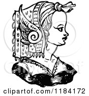 Poster, Art Print Of Retro Vintage Black And White Medieval Woman And Headdress 6