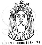 Clipart Of A Retro Vintage Black And White Medieval Woman And Headdress 7 Royalty Free Vector Illustration