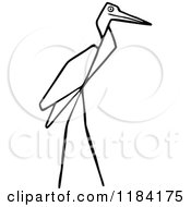 Clipart Of A Sketched Black And White Stork Royalty Free Vector Illustration by Prawny Vintage