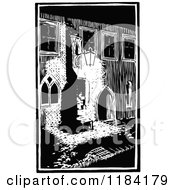 Clipart Of A Retro Vintage Black And White Architectural Facade Royalty Free Vector Illustration