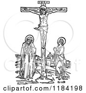 Poster, Art Print Of Retro Vintage Black And White Christ Crucified